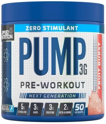 Applied Nutrition Zero Stim Pump ZERO 3G Pre-Workout 375g Icy Blue Razz (Kék Málna)