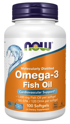 Now Foods Omega-3 Fish Oil Molecularly Distilled 1000mg 100 Softgels 100 Gélkapszula