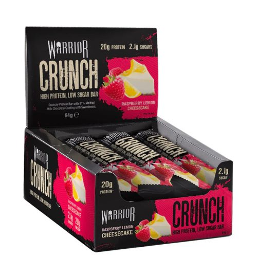 Warrior Karton Crunch Bar 12x64g Raspberry Lemon Cheesecake (Málna Citrom Sajttorta)