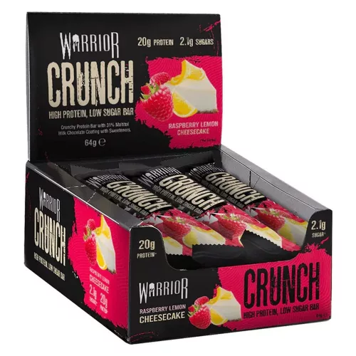 Warrior Karton Crunch Bar 12x64g Raspberry Lemon Cheesecake (Málna Citrom Sajttorta)