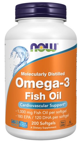 Now Foods Omega-3 Fish Oil Molecularly Distilled 1000mg 200 Softgels 200 Gélkapszula