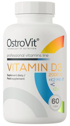 OstroVit Vitamin D3 2000 IU + K2 MK-7 + C + Zinc 60 Capsules 60 Kapszula