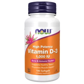   Now Foods Vitamin D-3 1000 IU High Potency 180 Softgels 180 Gélkapszula