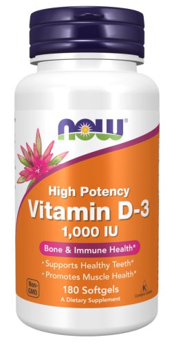 Now Foods Vitamin D-3 1000 IU High Potency 180 Softgels 180 Gélkapszula