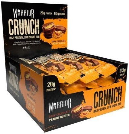 Warrior Karton Crunch Bar 12x64g Dark Choco Peanut Butter (Étcsokoládé Mogyoróvaj) EXP.:2025/09/30