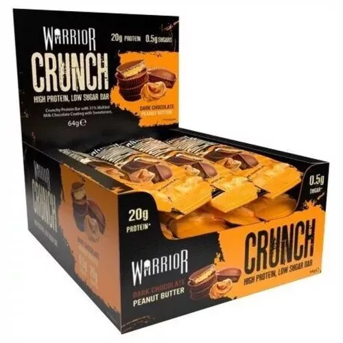 Warrior Karton Crunch Bar 12x64g Dark Choco Peanut Butter (Étcsokoládé Mogyoróvaj)
