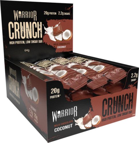 Warrior Karton Crunch Bar 12x64g Milk Choco Coconut (Tejcsokoládé Kókusz)