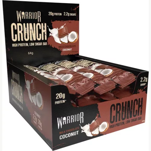 Warrior Karton Crunch Bar 12x64g Milk Choco Coconut (Tejcsokoládé Kókusz)