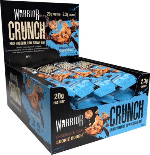 Warrior Karton Crunch Bar 12x64g Choco Chip Cookie Dough (Csokoládé Süti)
