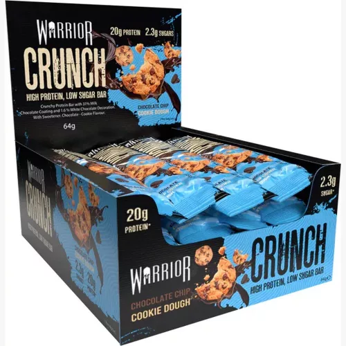 Warrior Karton Crunch Bar 12x64g Choco Chip Cookie Dough (Csokoládé Süti)