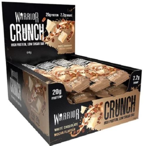 Warrior Karton Crunch Bar 12x64g White Choc Mocha (Fehércsokoládé Mokka)