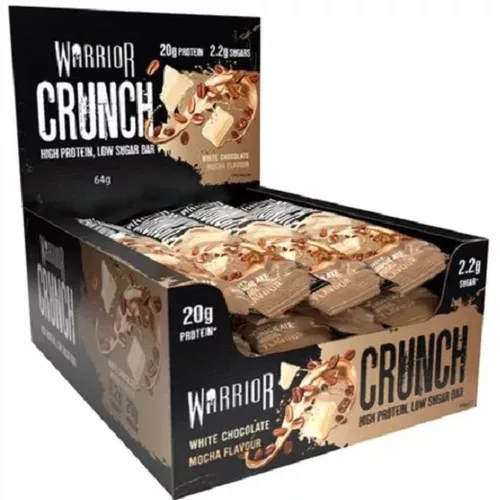 Warrior Karton Crunch Bar 12x64g White Choc Mocha (Fehércsokoládé Mokka)