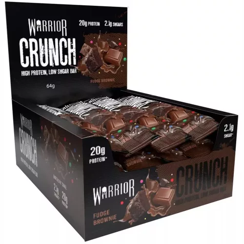 Warrior Karton Crunch Bar 12x64g Fudge Brownie (Brownie Csokoládé)