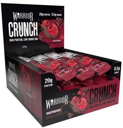 Warrior Karton Crunch Bar 12x64g Raspberry Dark Chocolate (Málna Étcsokoládé)