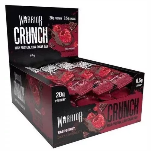 Warrior Karton Crunch Bar 12x64g Raspberry Dark Chocolate (Málna Étcsokoládé)