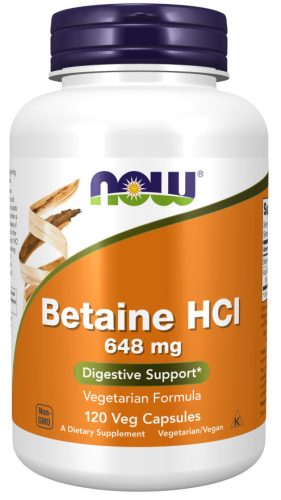 Now Foods Betaine HCL 648mg 120 Veg Capsules 120 Vegetáriánus Kapszula EXP.:2024/09/30