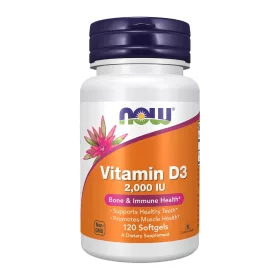Now Foods Vitamin D-3 2000 IU High Potency 120 Softgels 120 Gélkapszula