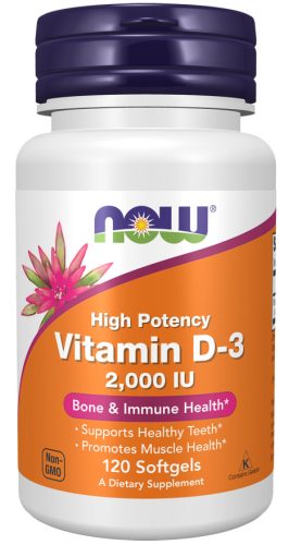 Now Foods Vitamin D-3 2000 IU High Potency 120 Softgels 120 Gélkapszula
