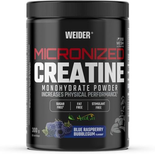 Weider Micronized Creatine Monohydrate Powder + AstraGin 300g Blue Raspberry Bubble Gum (Kék Málna Rágógumi)