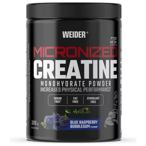 Weider Micronized Creatine Monohydrate Powder + AstraGin 300g Blue Raspberry Bubble Gum (Kék Málna Rágógumi)