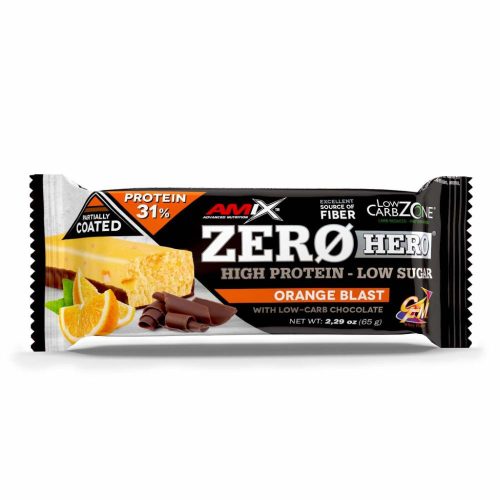 AMIX Low-Carb ZeroHero 31% Protein Low Sugar Bar 65g Orange Blast (Narancs)