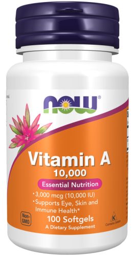 Now Foods Vitamin A 10.000 IU 100 Softgels 100 Gélkapszula