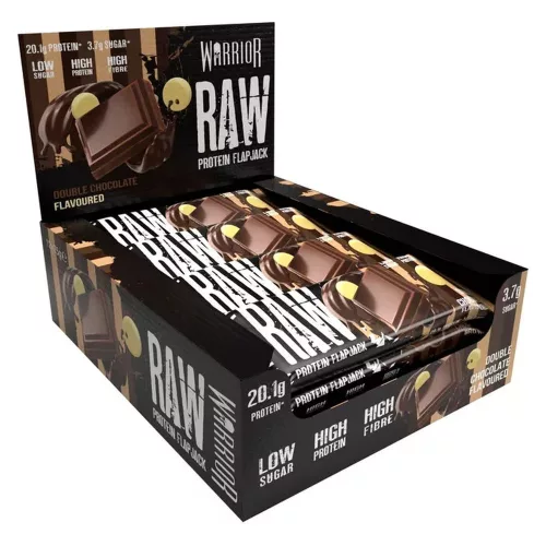 Warrior Karton Raw Protein Oat Flapjack Bar 12x75g Double Chocolate (Csokoládé)