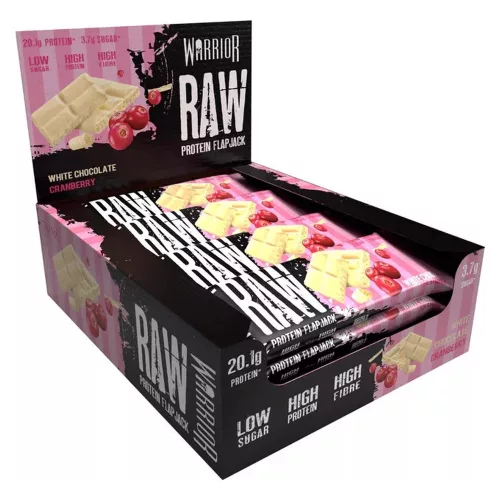 Warrior Karton Raw Protein Oat Flapjack Bar 12x75g White Chocolate Cranberry (Fehér Csokoládé Áfonya)