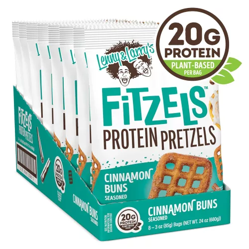 Lenny & Larrys Karton Fitzels Protein Pretzels 8x85g Cinnamon Bun (Fahéj)