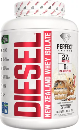 Perfect Sports Diesel 100% New Zealand Whey Isolate 2267g Brown Sugar Bubble Tea (Barnacukros Boba Tea)