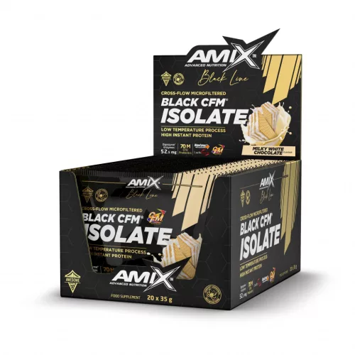 AMIX Karton Amix® Black Line Black CFM® Isolate 20x35g Milky White Chocolate (Fehércsokoládé)