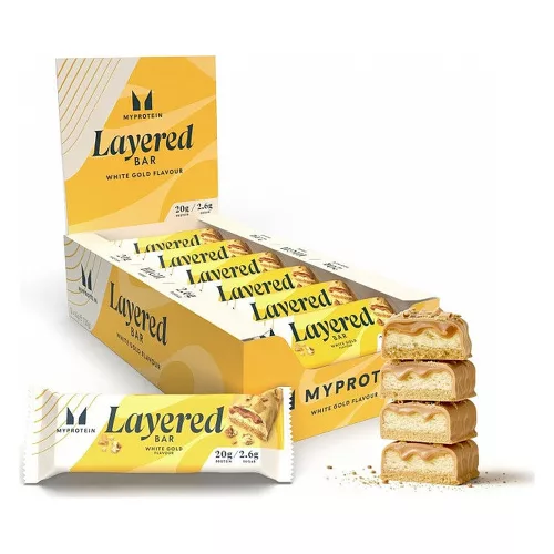 Myprotein Karton Layered Bar 12x60g White Gold (Fehércsokoládé Karamell)