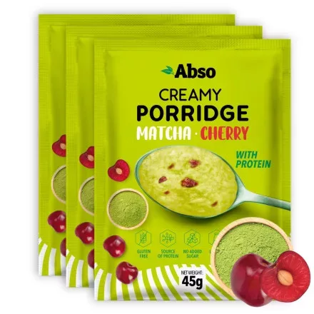 Absorice Karton Creamy Porridge Rizskása 20x45g Matcha Cherry (Matcha Cseresznye)