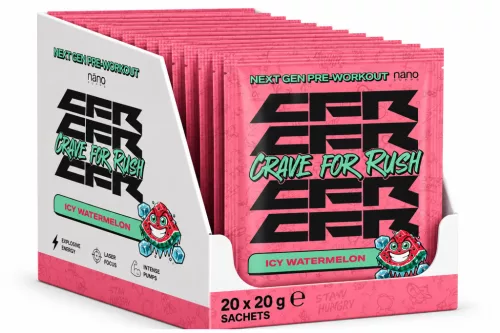 Nano Supps Karton Crave for Rush (CFR) Pre-Workout 20x20g Icy Watermelon (Görögdinnye)
