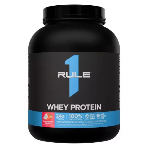 Rule1 Whey Protein 5 LBS 2200g Strawberries & Crème (Eper)