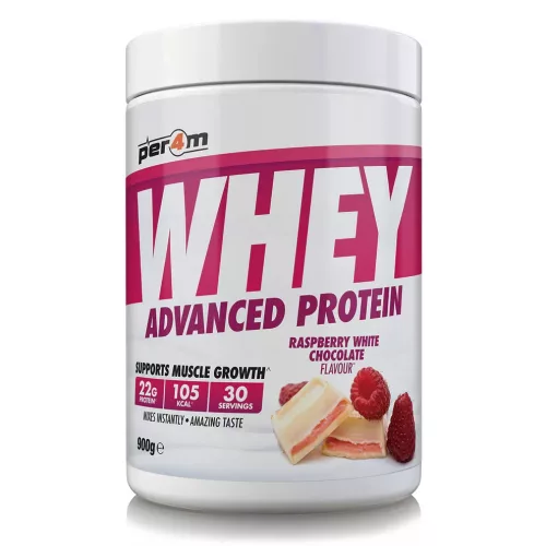 PER4M Nutrition Whey Advanced Protein 900g Raspberry White Chocolate (Málna Fehércsokoládé)
