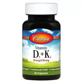   Carlson Labs Vitamin D3 + K2 60 Vegetarian Capsules 60 Kapszula