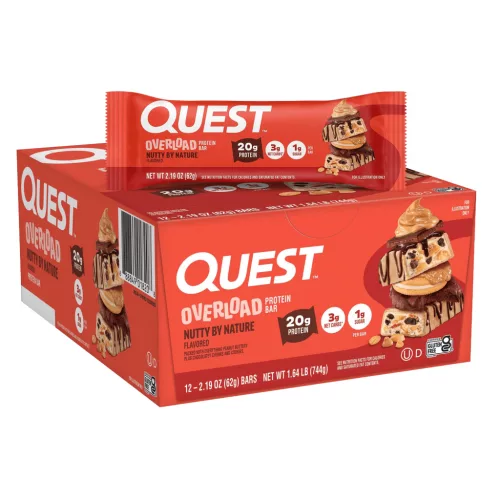 Quest Nutrition Karton Overload Protein Bar 12x62g Nutty by Nature (Mogyoró)