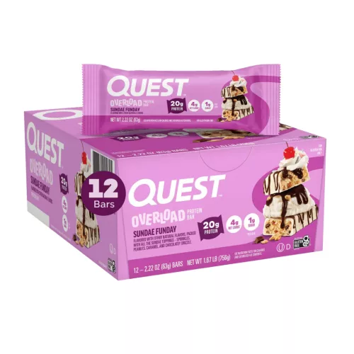 Quest Nutrition Karton Overload Protein Bar 12x58g Sundae Funday (Süti)