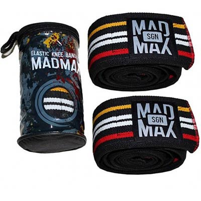 MadMax Elastic Knee Wraps (Térd Bandázs) Black/Stripes (Fekete/Csíkos)
