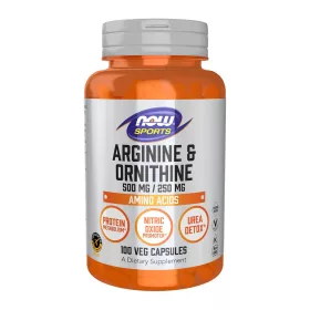 Now Foods Arginine & Ornithine 500mg/250mg 100 Veg Capsules 100 Kapszula