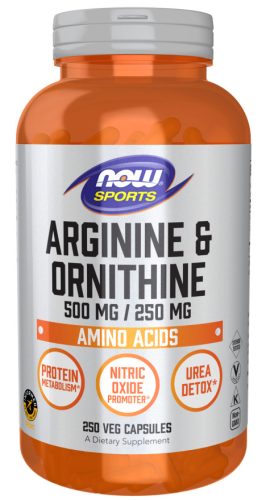 Now Foods Arginine & Ornithine 500mg/250mg 100 Veg Capsules 100 Kapszula