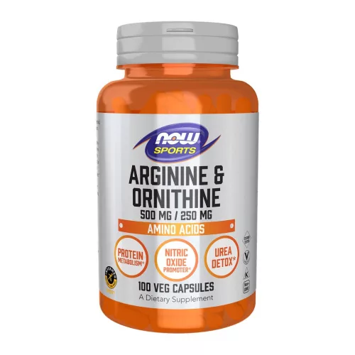 Now Foods Arginine & Ornithine 500mg/250mg 100 Veg Capsules 100 Kapszula
