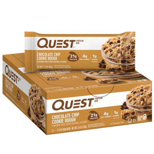 Quest Nutrition Karton Quest Bar 12x60g Chocolate Chip Cookie Dough (Csokoládé Darabkás Süti) EXP.:2026/04/06