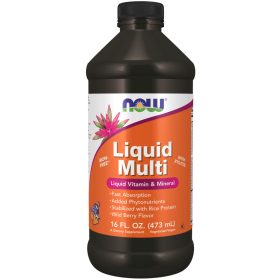   Now Foods Liquid Multi Iron Free With Xylitol Wild Berry (Erdei Gyümölcs) 16fl oz 473ml EXP.:2026/07/31