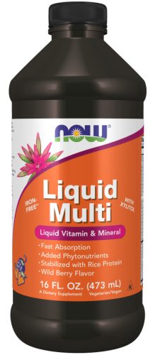 Now Foods Liquid Multi Iron Free With Xylitol Wild Berry (Erdei Gyümölcs) 16fl oz 473ml