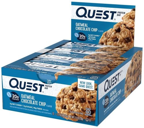 Quest Nutrition Karton Quest Bar 12x60g Oatmeal Chocolate Chip (Zabos Csokoládé) EXP.:2025/10/16