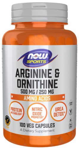 Now Foods Arginine & Ornithine 500mg/250mg 250 Veg Capsules 250 Kapszula