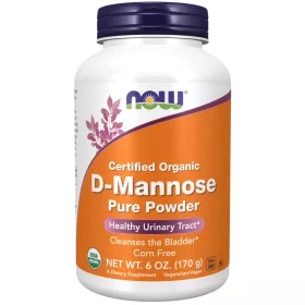   Now Foods D-Mannose Pure Powder Certified Organic 6oz 170g Unflavored (Ízesítetlen)