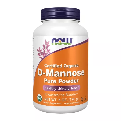Now Foods D-Mannose Pure Powder Certified Organic 6oz 170g Unflavored (Ízesítetlen)